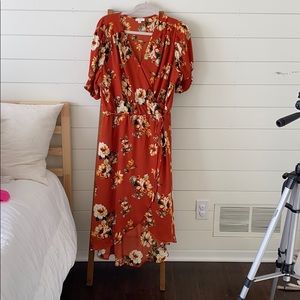 Rust floral maxi dress